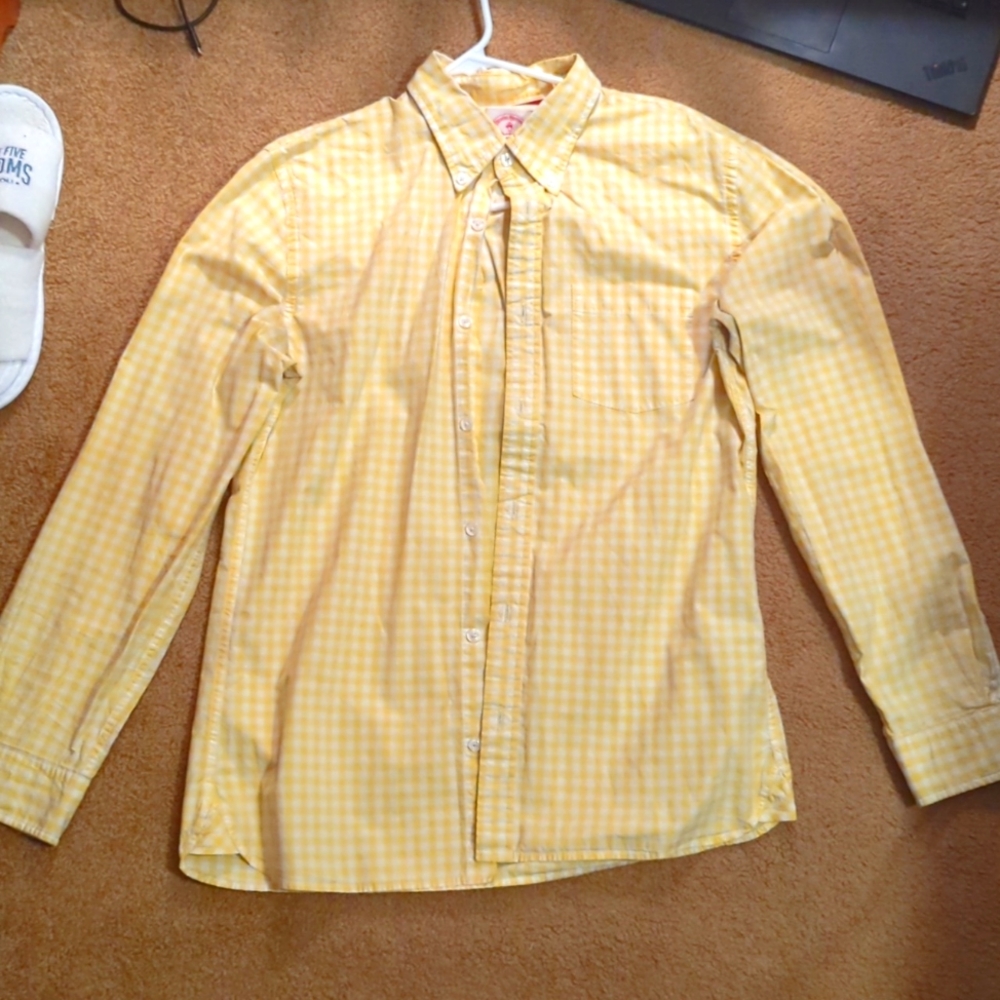 Brooks Brothers yellow gingham sports shirt